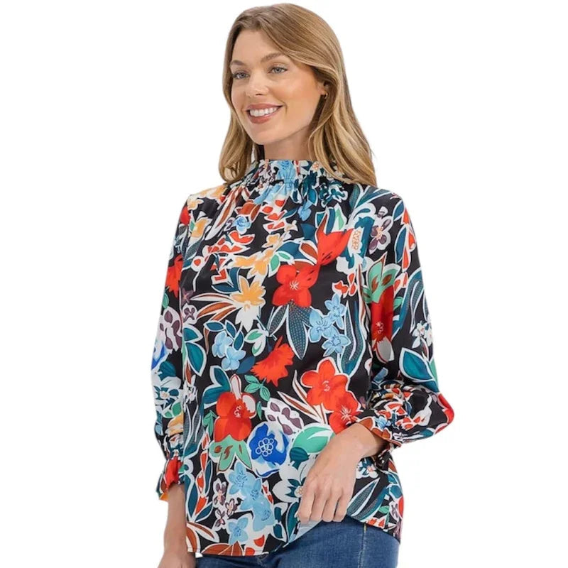 Blouse fleurie col montant - C'est Elle