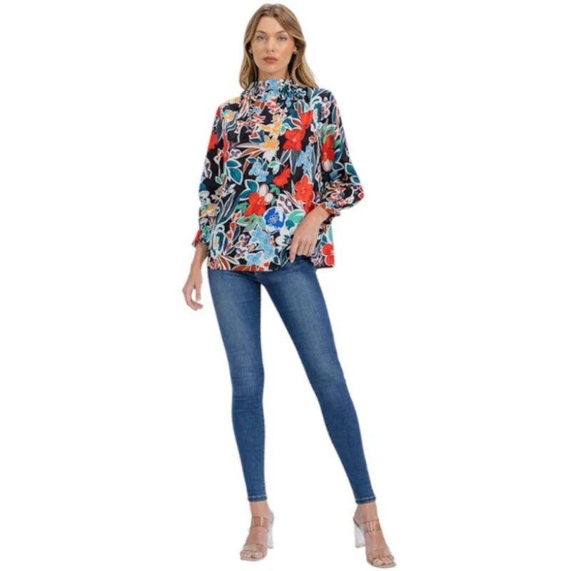 Blouse fleurie col montant - C'est Elle