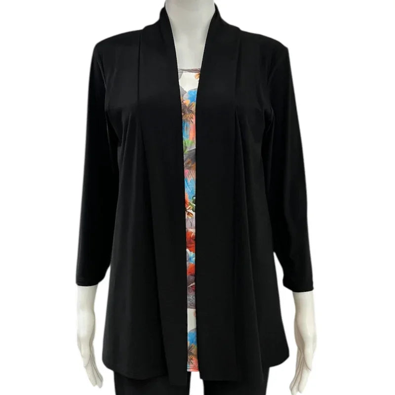 Blouse fleurie dans cardigan