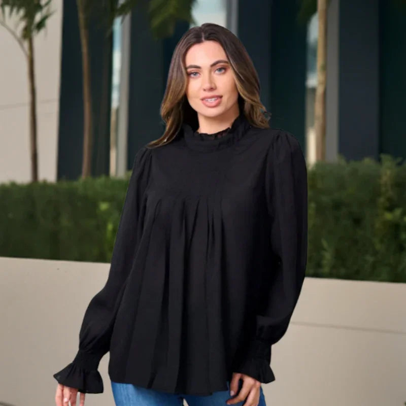 Blouse plissée femme #couleur_noir