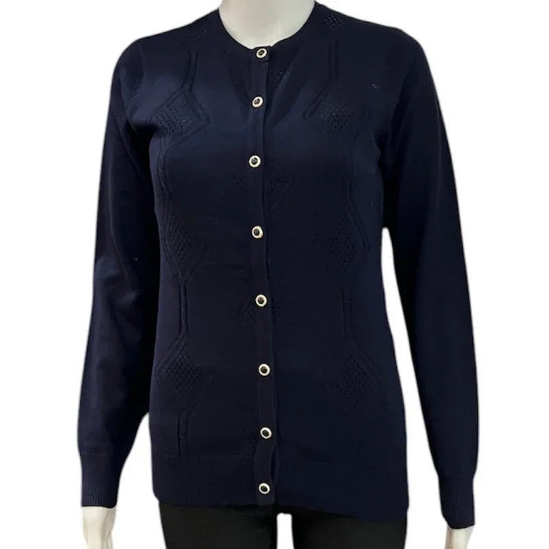 Cardigan boutonné losanges #couleur_marine