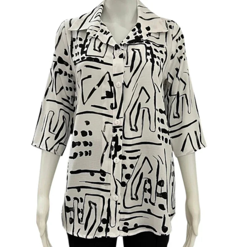 Chemisier blanc et noir - C'est Elle