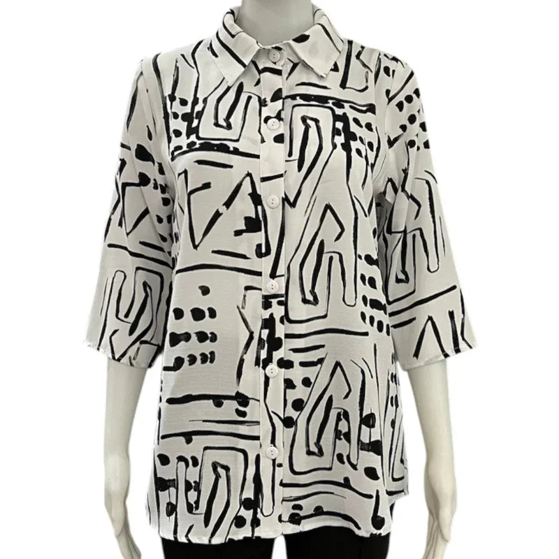 Chemisier blanc et noir - C'est Elle