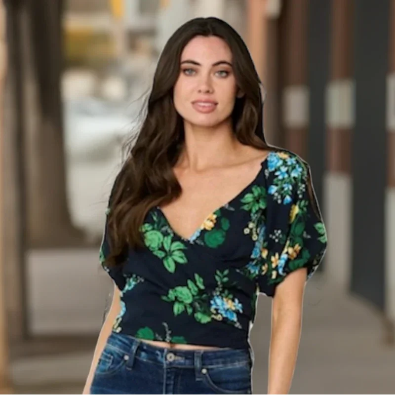 Crop top manches bouffantes - C'est Elle