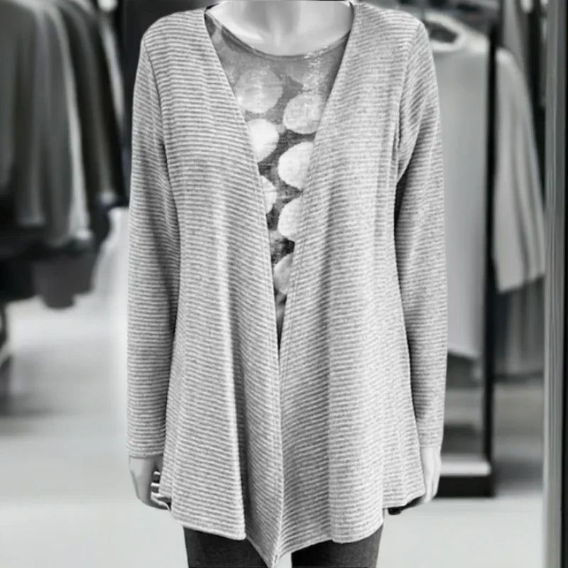 Julia Divina cardigan gaufré gris - C'est Elle