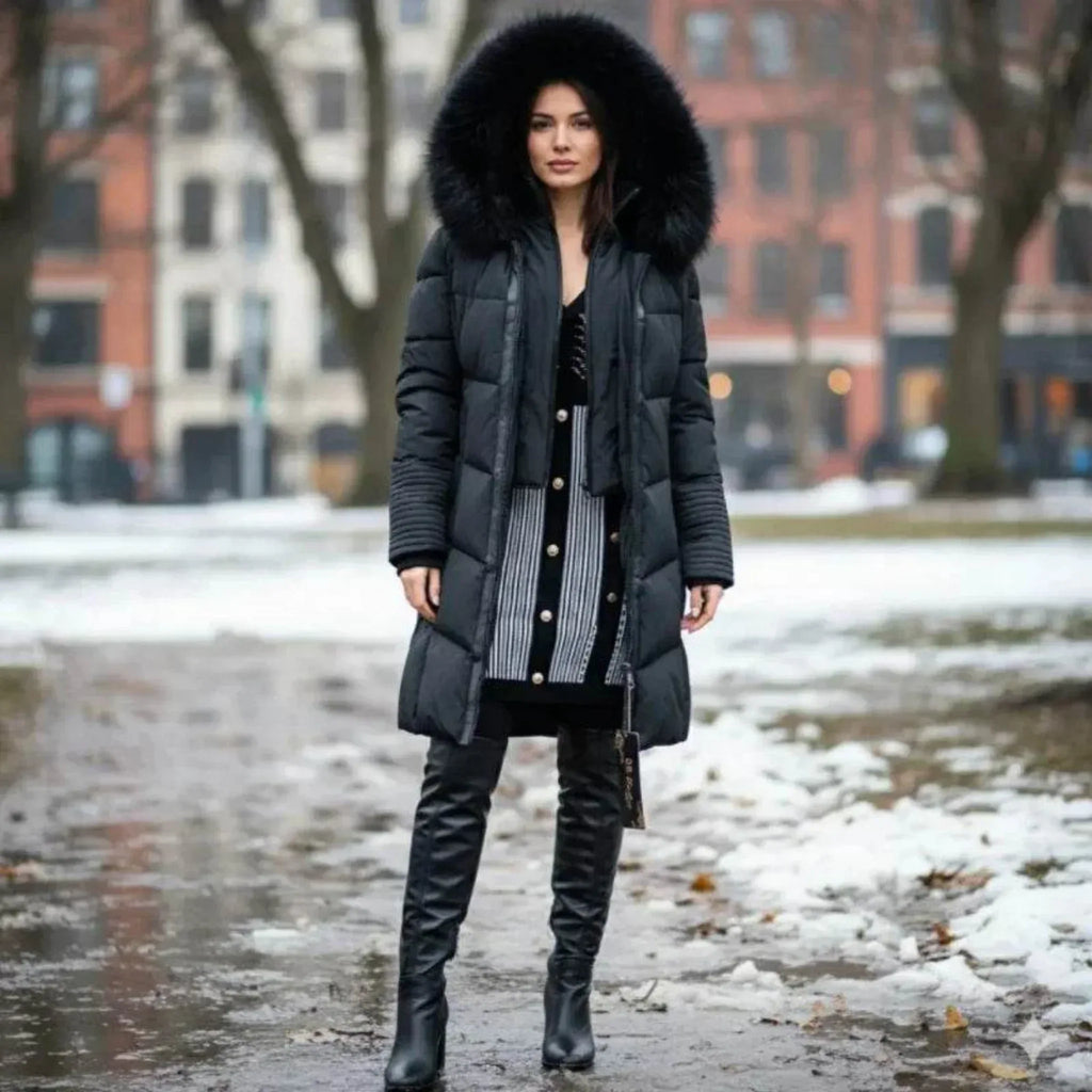 Knee Length Black Winter Coats Long Puffer Jacket Down Filled Ladies Winter Coats Long Puffer Coat Knee  Length Black Winter Coat Winter Jacket Knee