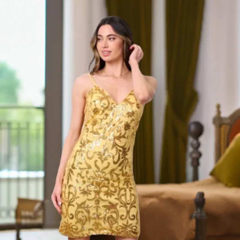 Mini robe à paillette #couleur_or