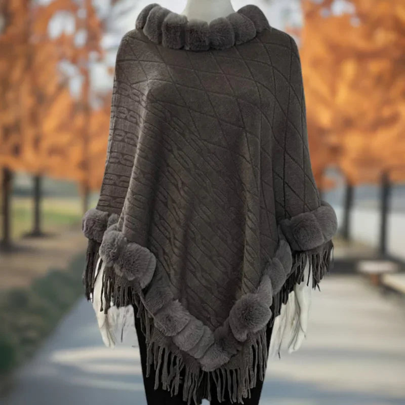 Poncho fausse fourrure #couleur_charcoal
