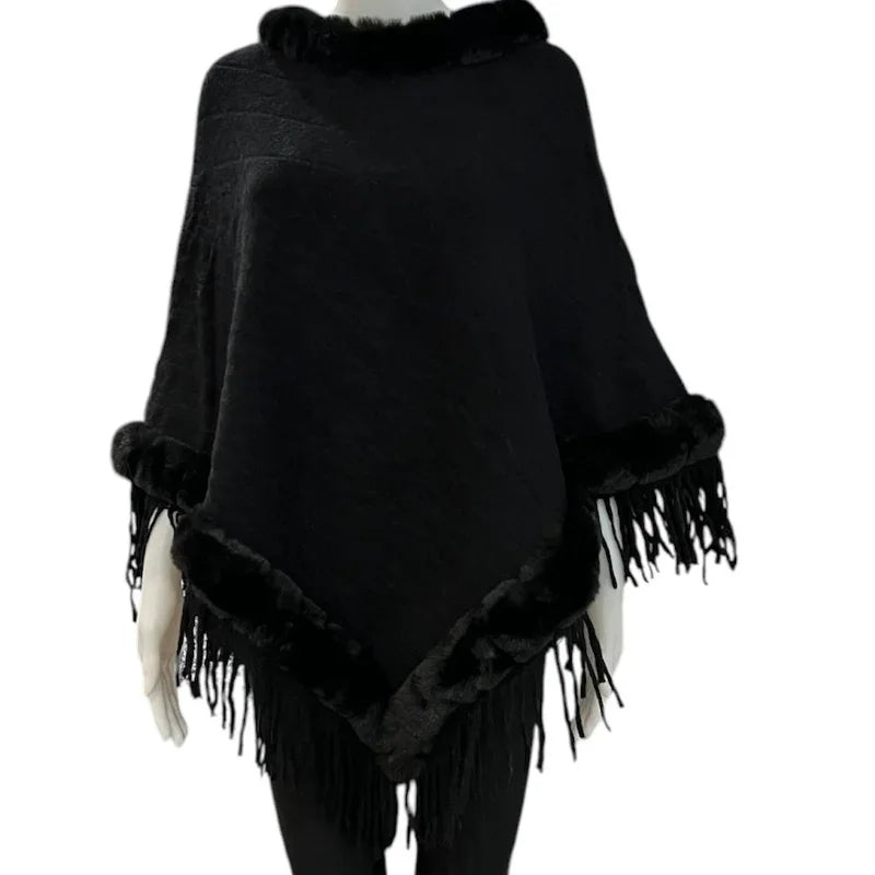 Poncho fausse fourrure #couleur_noir