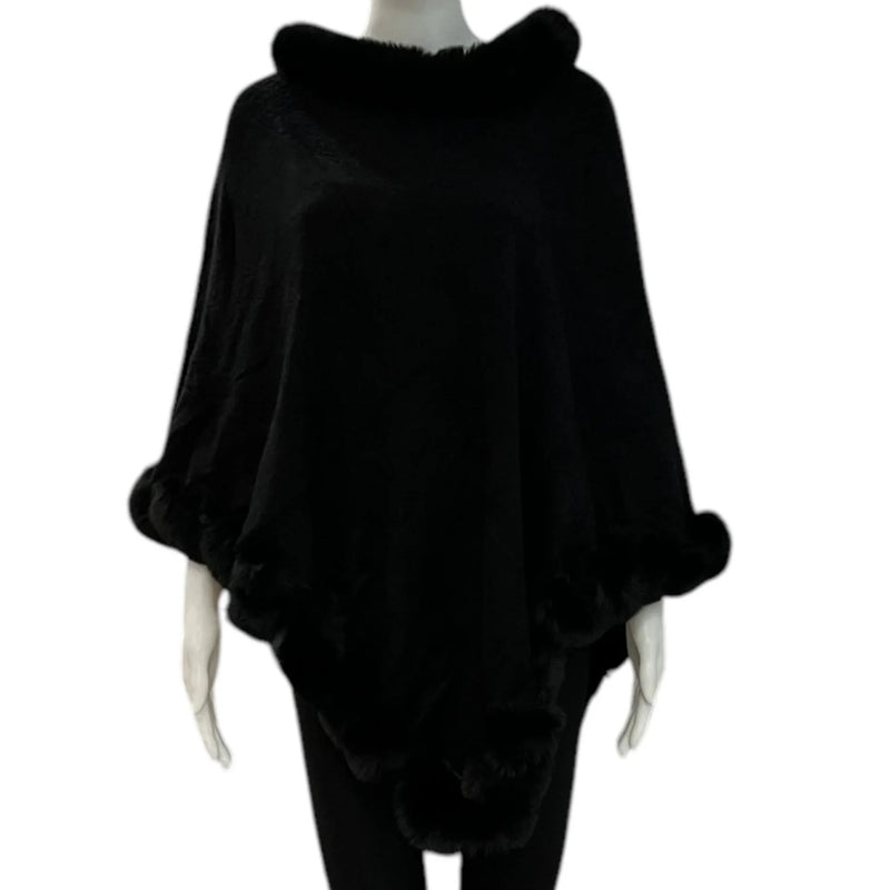 Poncho fourrure synthétique #couleur_noir