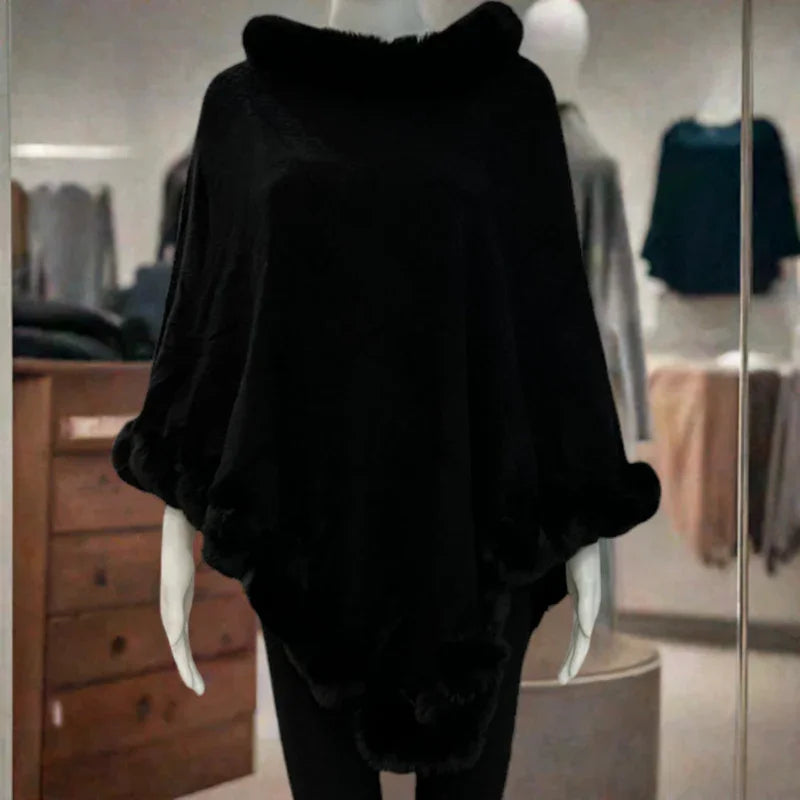 Poncho fourrure synthétique #couleur_noir