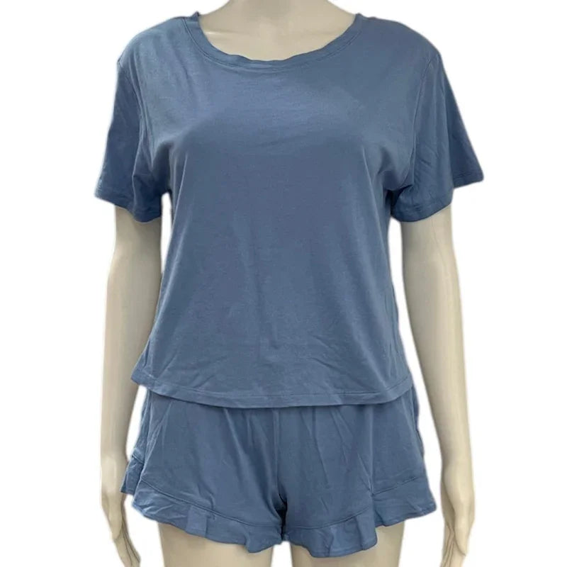 Pyjama short t-shirt #couleur_bleu