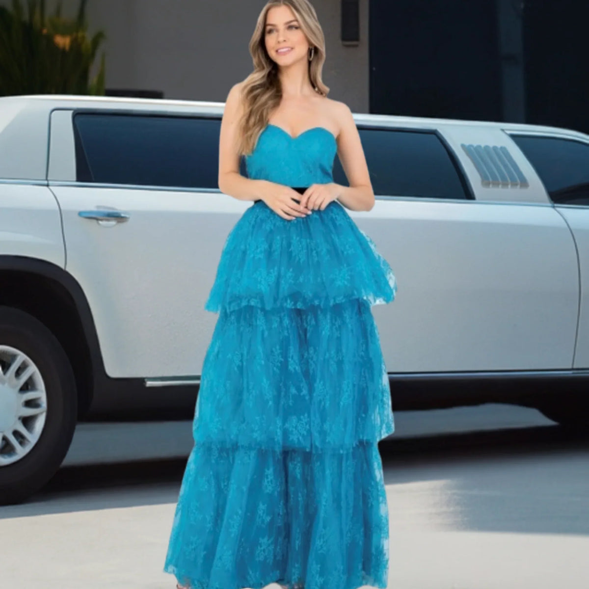 Robe dentelle ceinture noire