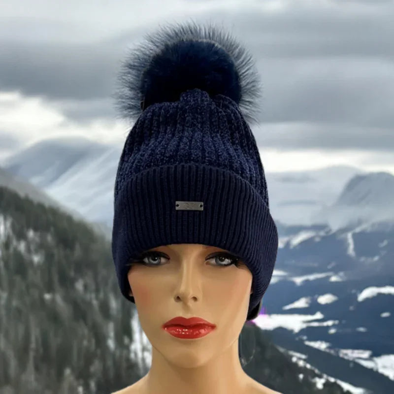 Tuque Cog New York pompom doux #couleur_marine