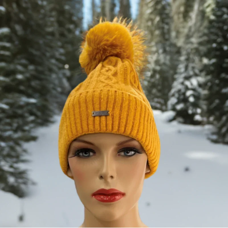 Tuque Cog laine gaufré #couleur_moutarde