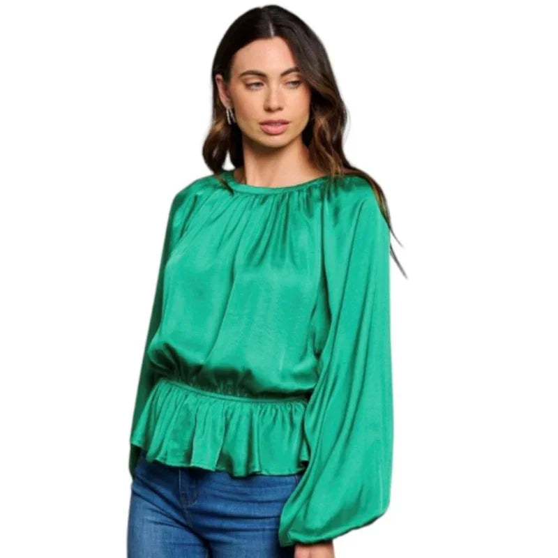 Blouse avec élastique à la taille #couleur_vert