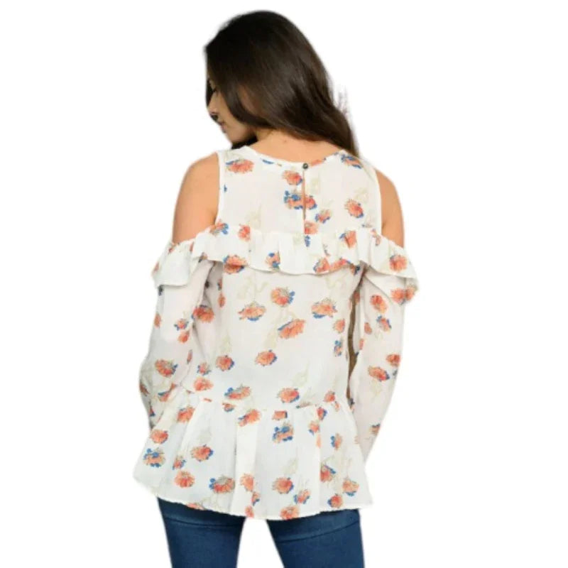 Blouse C'est Elle fleurie pour femme #couleur_ivoire