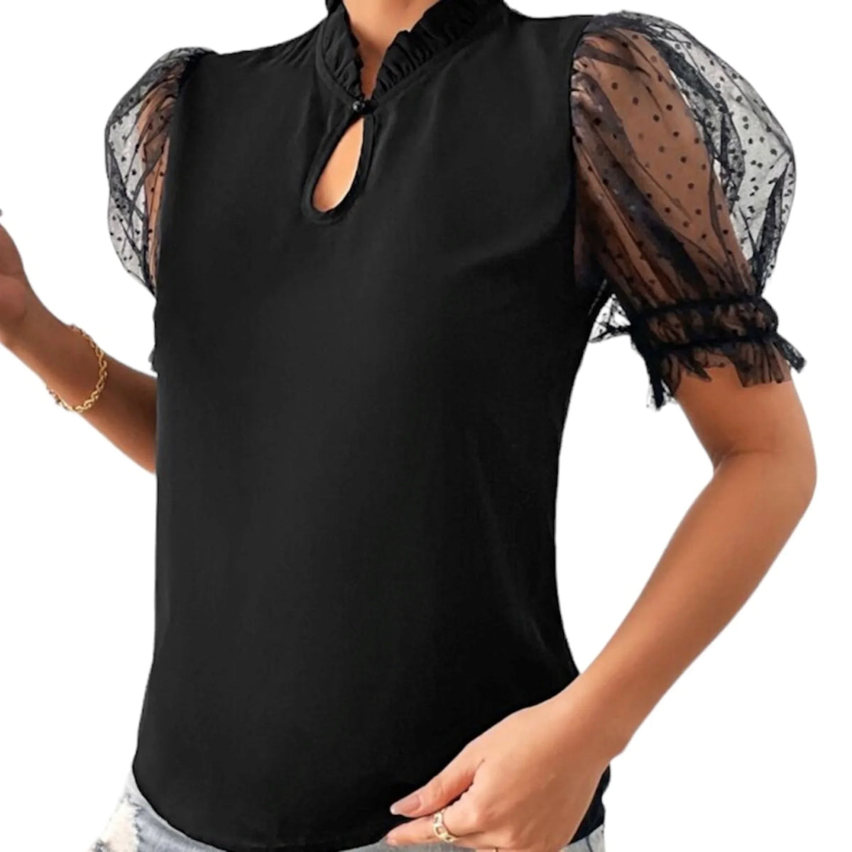Blouse chic pour femme chiffon noir #couleur_noir