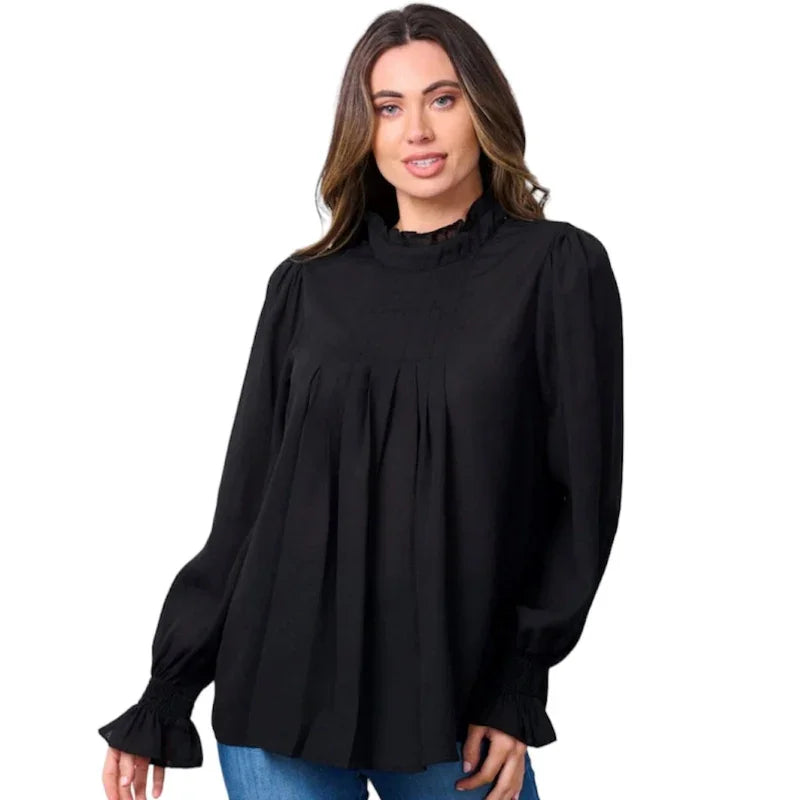 Blouse plissée femme #couleur_noir