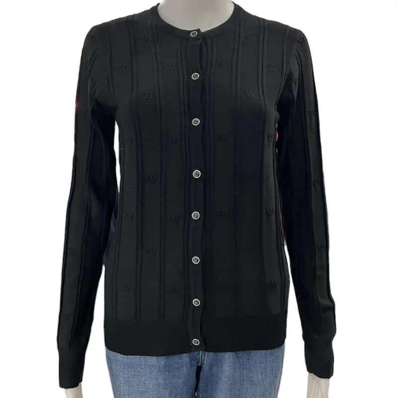 Cardigan boutonné Tenney Rose Design NY #couleur_noir