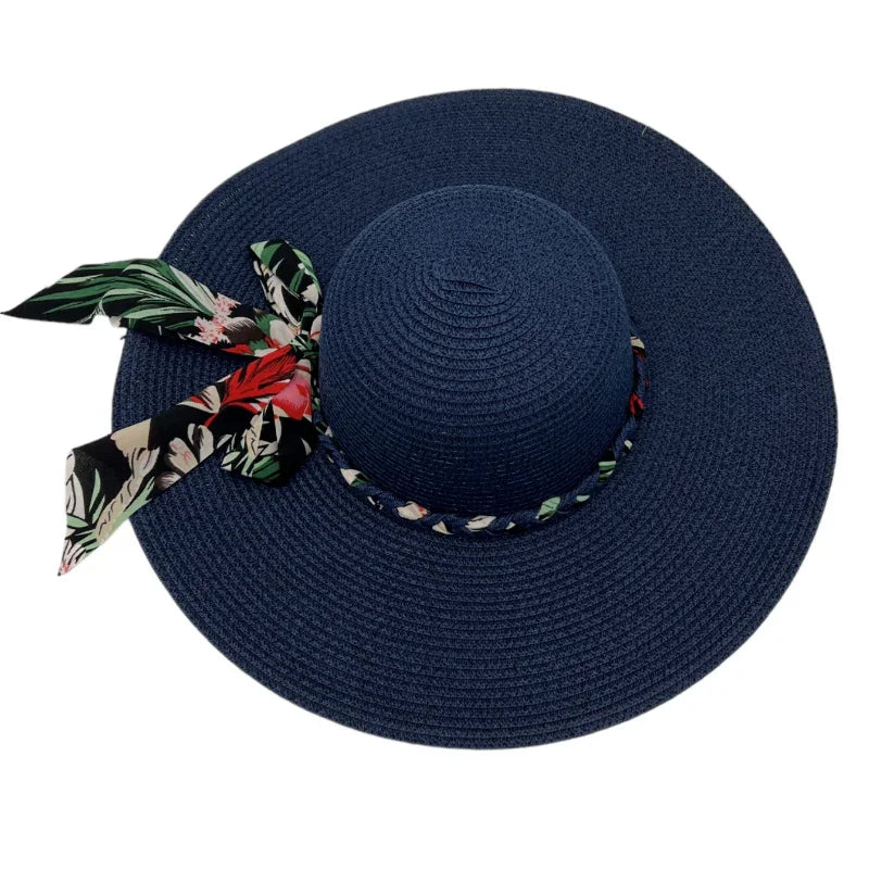 Chapeau de paille #couleur_beige #couleur_marine