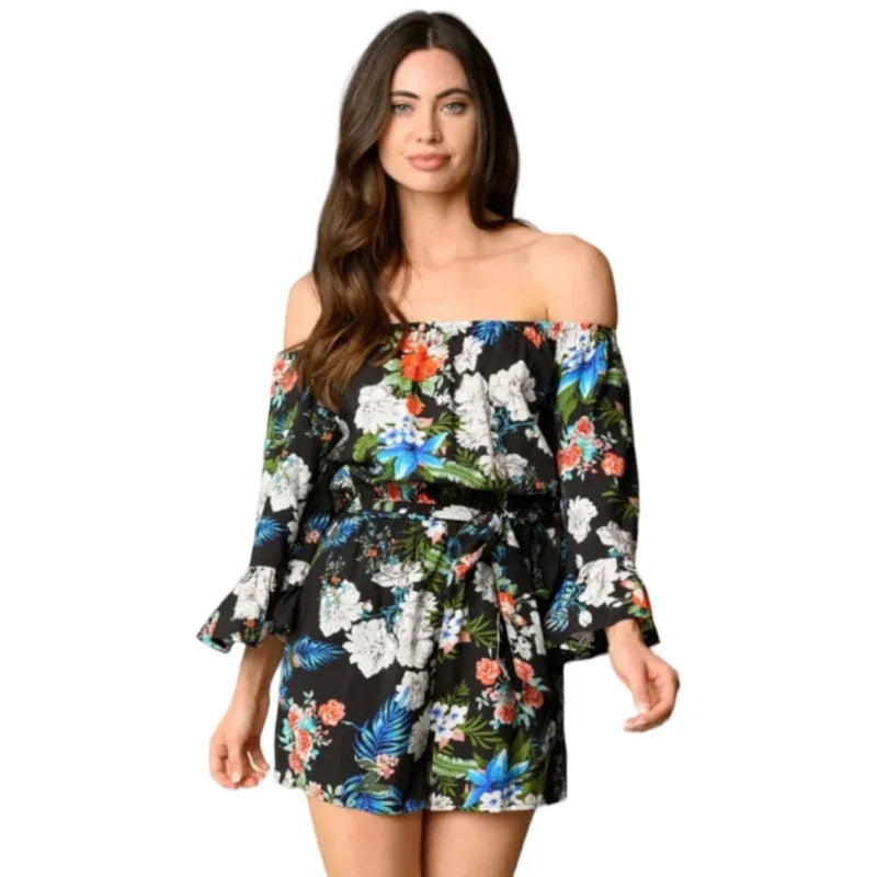 C'est Elle jumpsuit court fleuri pour femme