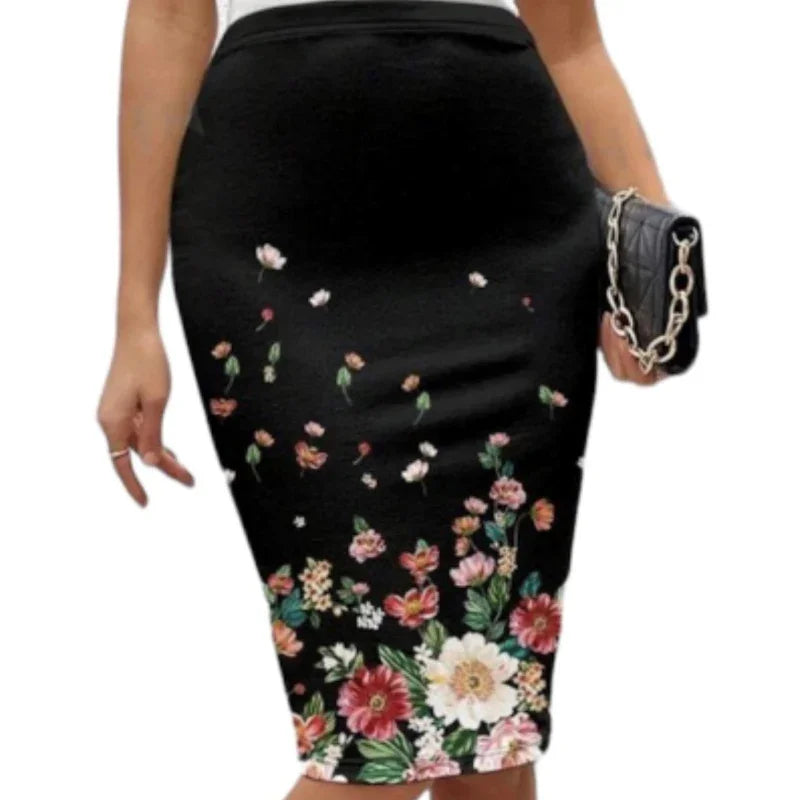Jupe motif fleur #couleur_noir