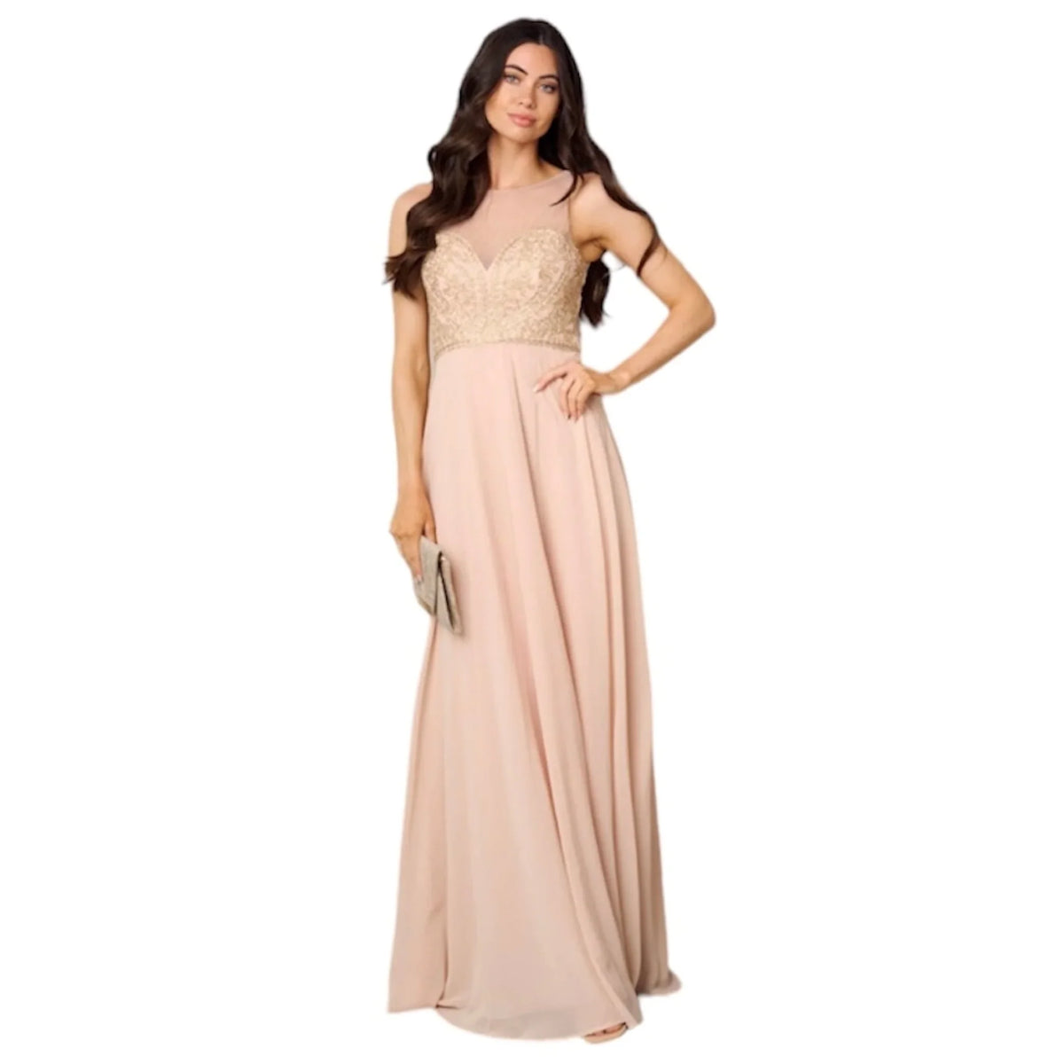 Maxi robe brodée longue C'est Elle #couleur_rose