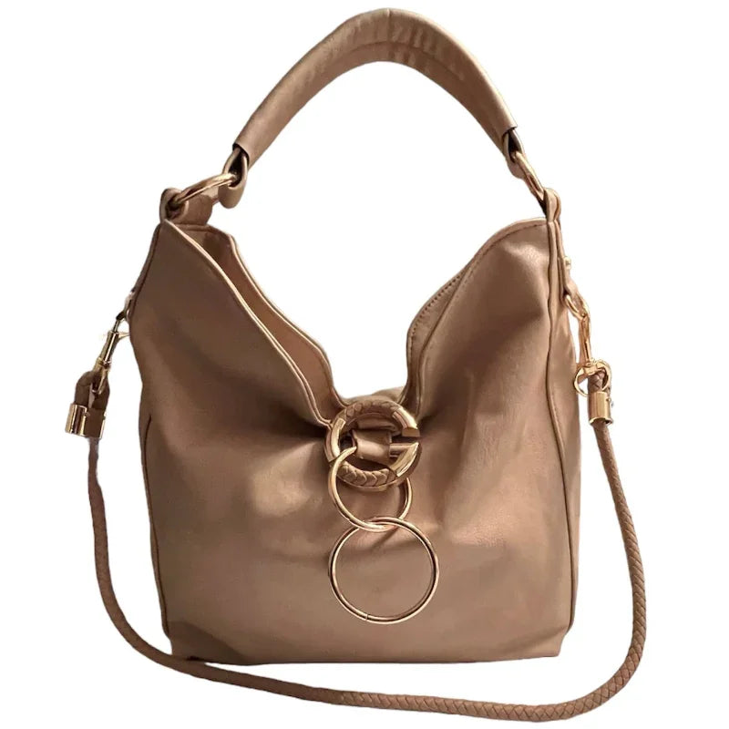 Sac à main anneaux lettre G #couleur_beige
