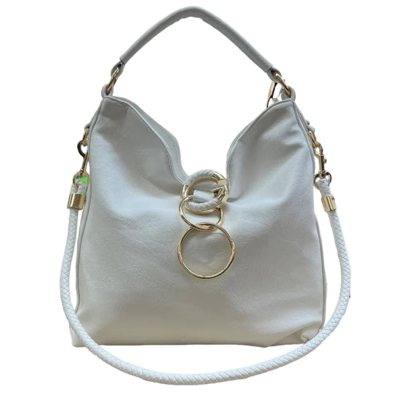Sac à main anneaux lettre G #couleur_blanc