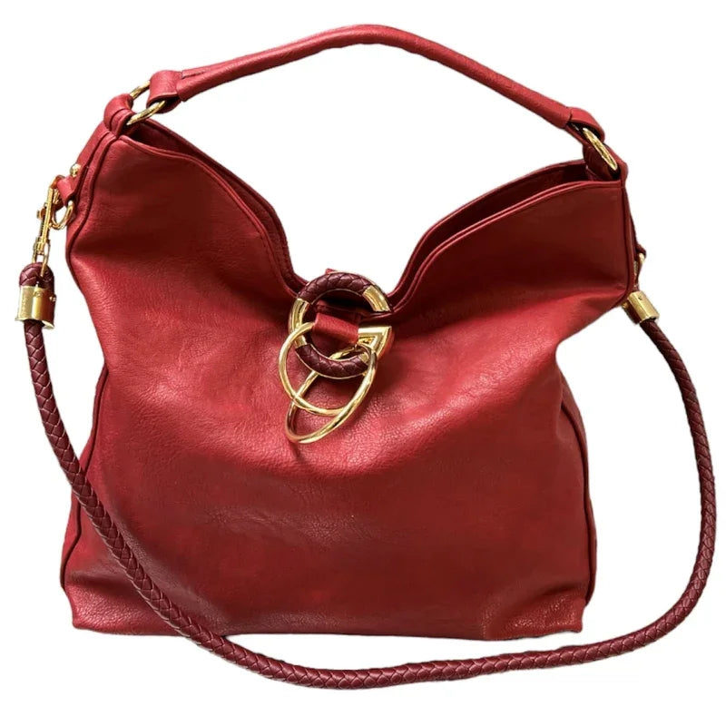 Sac à main anneaux lettre G #couleur_rouge