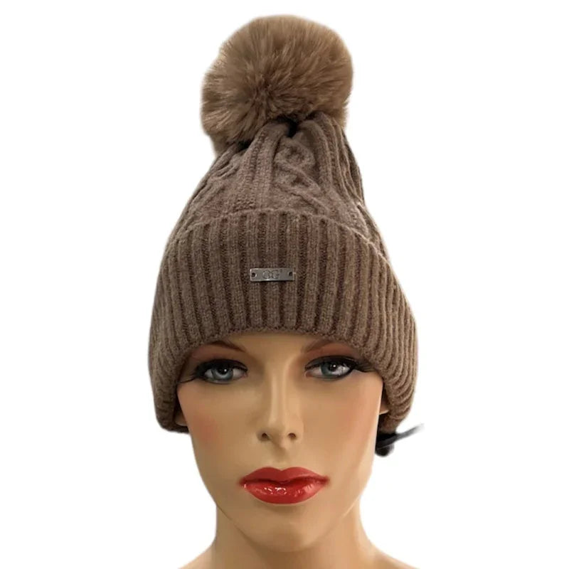 Tuque Cog laine gaufré et doublé #couleur_taupe