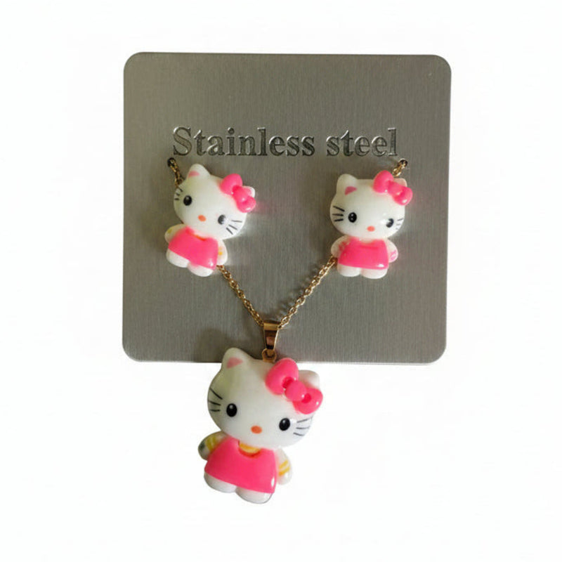 Bijoux Hello Kitty boucles et pendentif