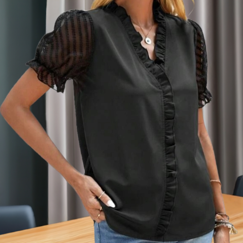 Blouse C'est Elle manche bouffante #couleur_noir