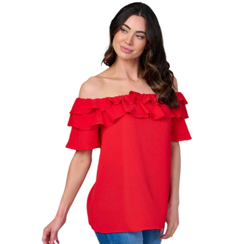 Blouse à volants #couleur_rouge