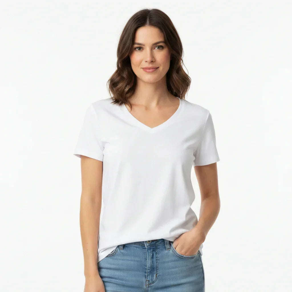 Blouse_col_V_blanc - C'est Elle