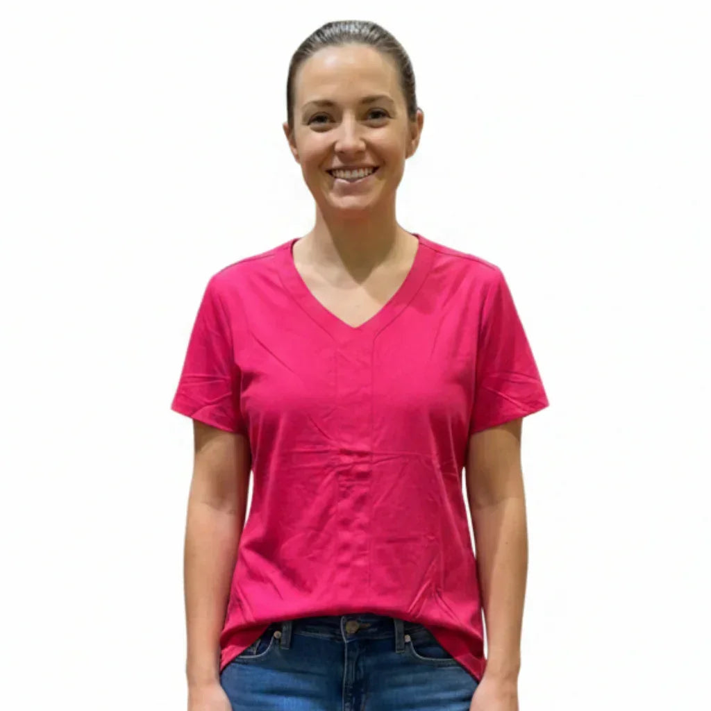 Blouse_col_V_fuschia - C'est Elle