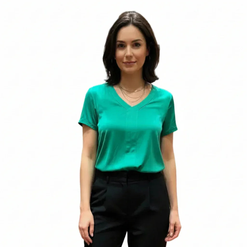 Blouse_col_V_vert - C'est Elle