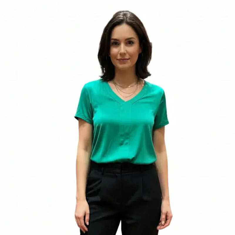 Blouse_col_V_vert - C'est Elle