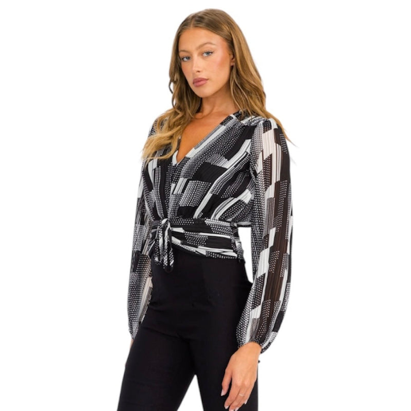 Blouse courte femme #couleur_blancetnoir
