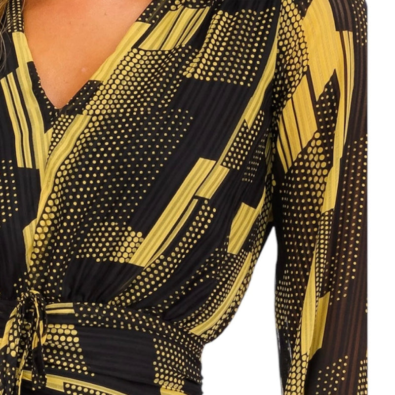 Blouse courte femme #couleur_jaune et noir