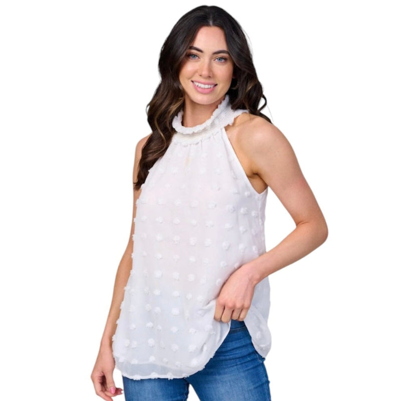 Blouse femme sans manches #couleur_blanc