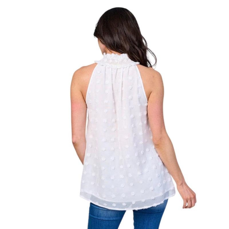 Blouse femme sans manches #couleur_blanc