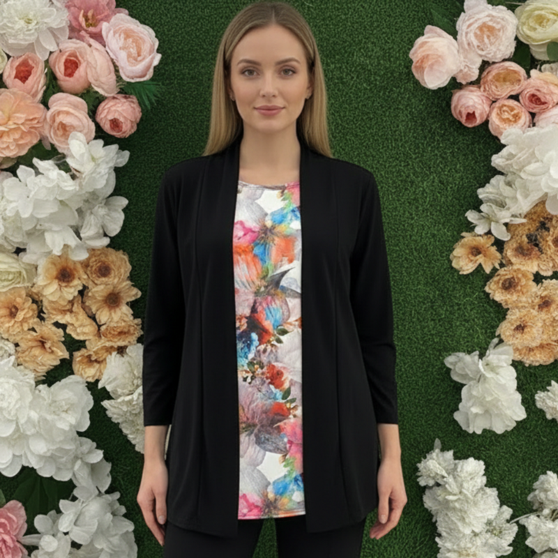 Blouse fleurie dans cardigan C'est Elle