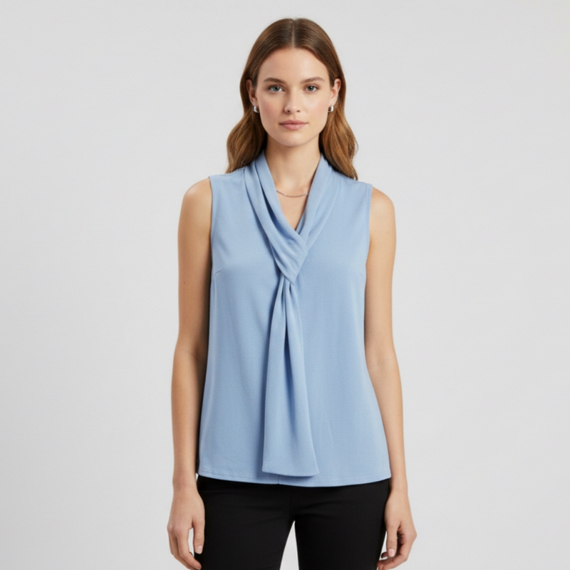 Blouse foulard #couleur_bleu-poudre