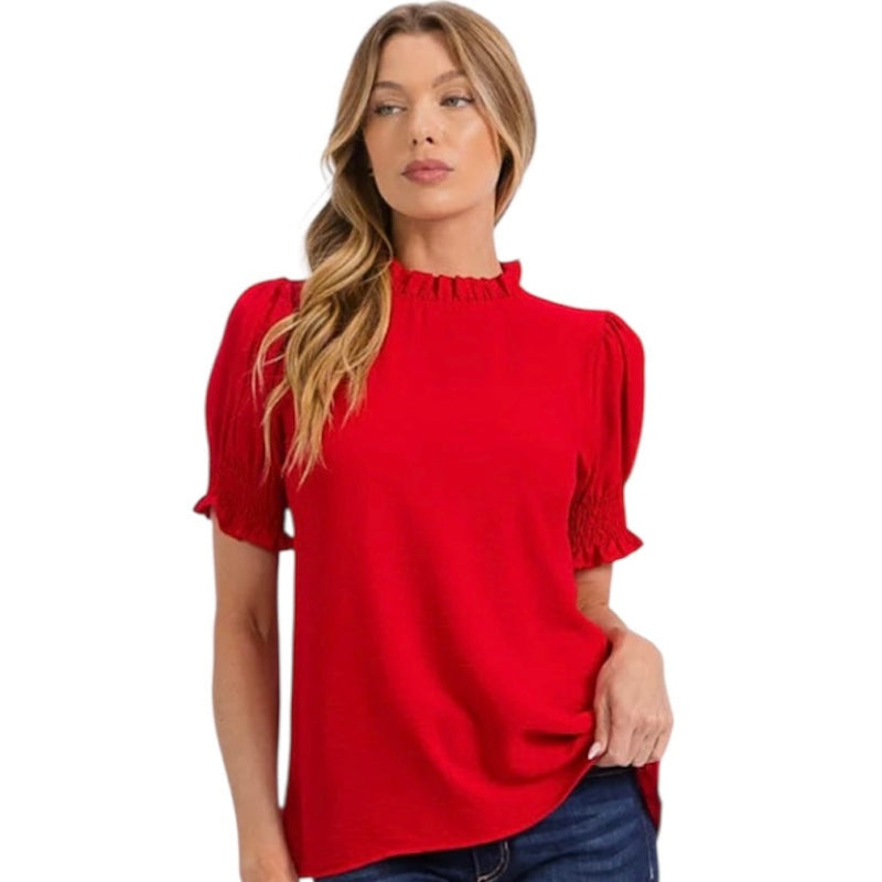 Blouse manche bouffante #couleur_rouge