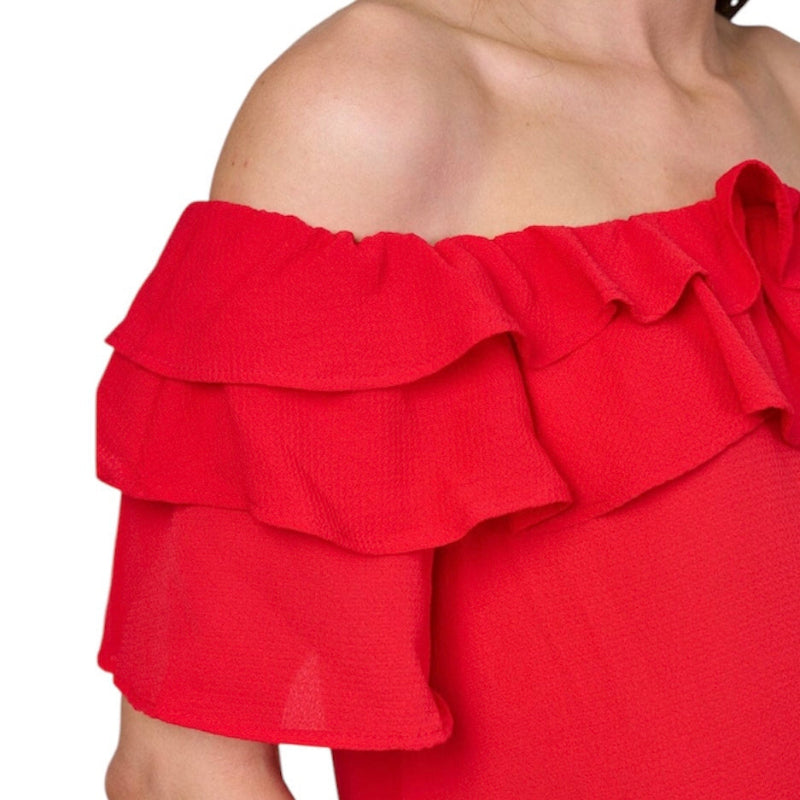 Blouse à volants #couleur_rouge