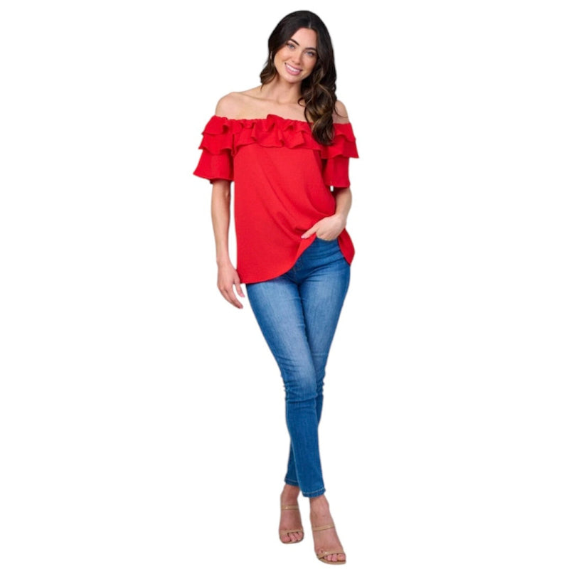 Blouse à volants #couleur_rouge
