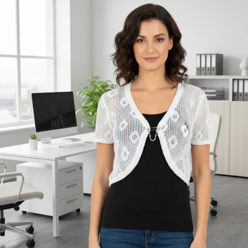 Bolero crochet Casa Donna #couleur_blanc