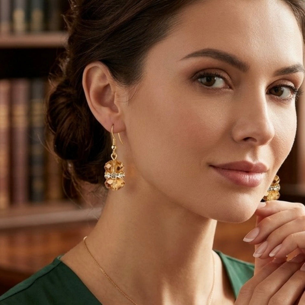 Boucles pendantes en cristaux fumés